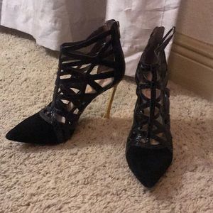 Sam Edelman New York black suede and leather heels